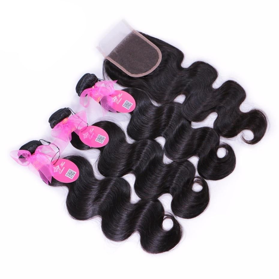 Brazilian  Weave Bundles Virgin Human Hair With Closure Body Wave Hair Extension
