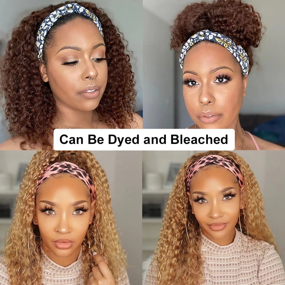 Brazilian Kinky Curly Hair Headband Human Hair Wigs