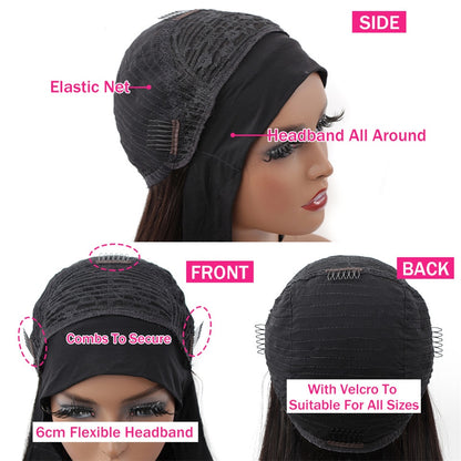 Brazilian Kinky Curly Hair Headband Human Hair Wigs
