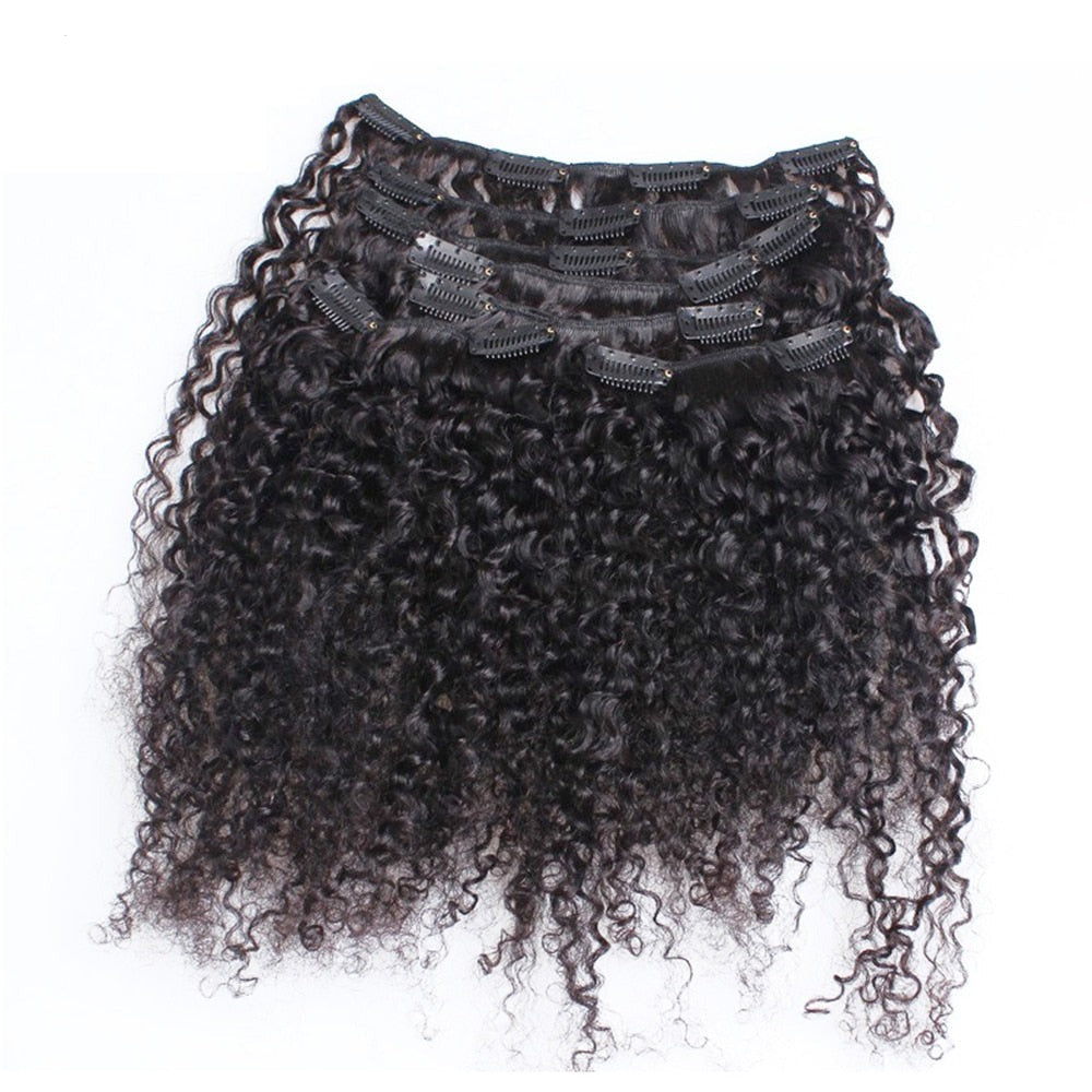 Afro Kinky Curly Clip In Brazilian Human Hair 3B 3C Extensions