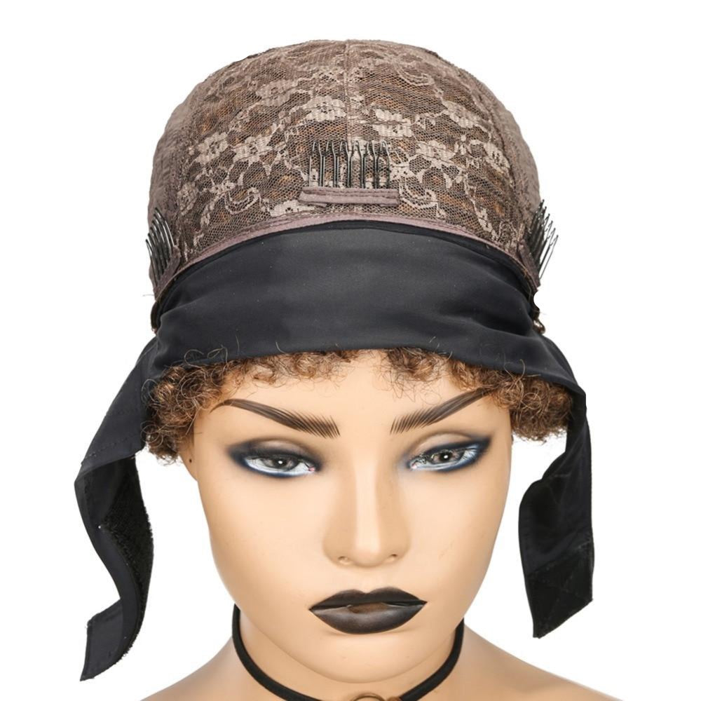 Short Afro Headband Curly Wig Human Hair Head Wrap Wig