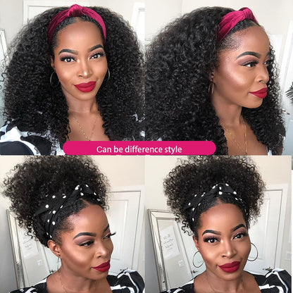 Brazilian Kinky Curly Hair Headband Human Hair Wigs