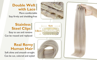 Ombre Color Human Hair Extensions 50 Grams Clip In Hair