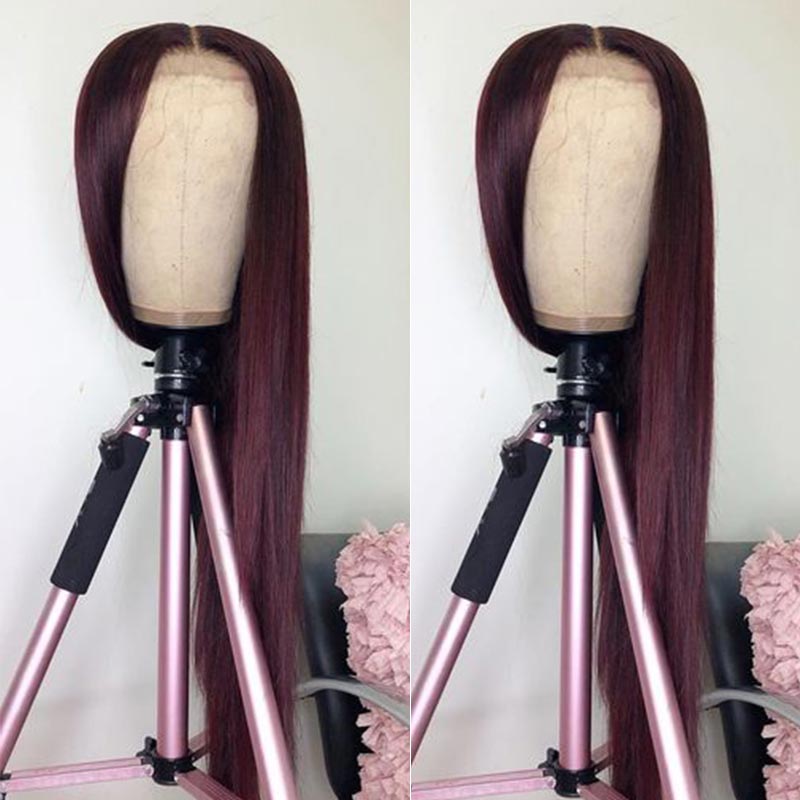Burgundy Lace Front Wigs Human Hair Dark Burgundy 13x4 Straight Human Hair Wigs for Women Pre-Plucked