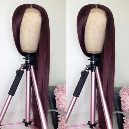Burgundy Lace Front Wigs Human Hair Dark Burgundy 13x4 Straight Human Hair Wigs for Women Pre-Plucked
