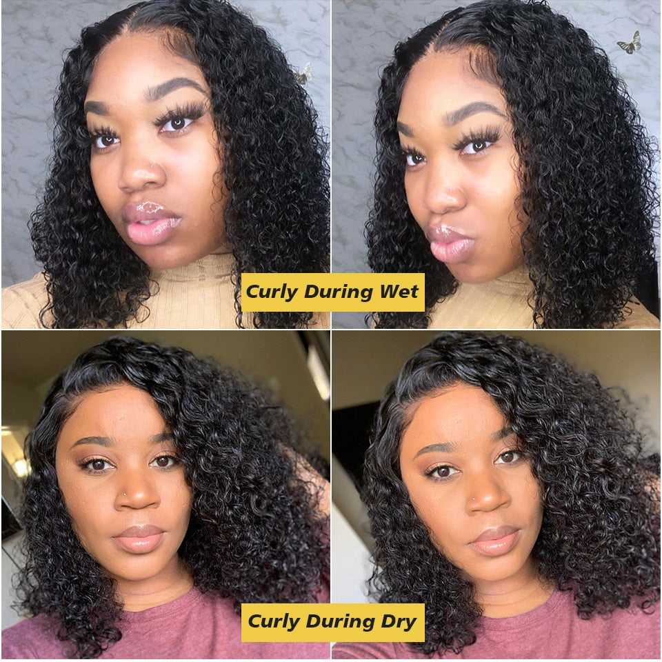 Short Bob  13x4 Deep Wave  Transparent Lace Frontal Closure Human Hair Wig