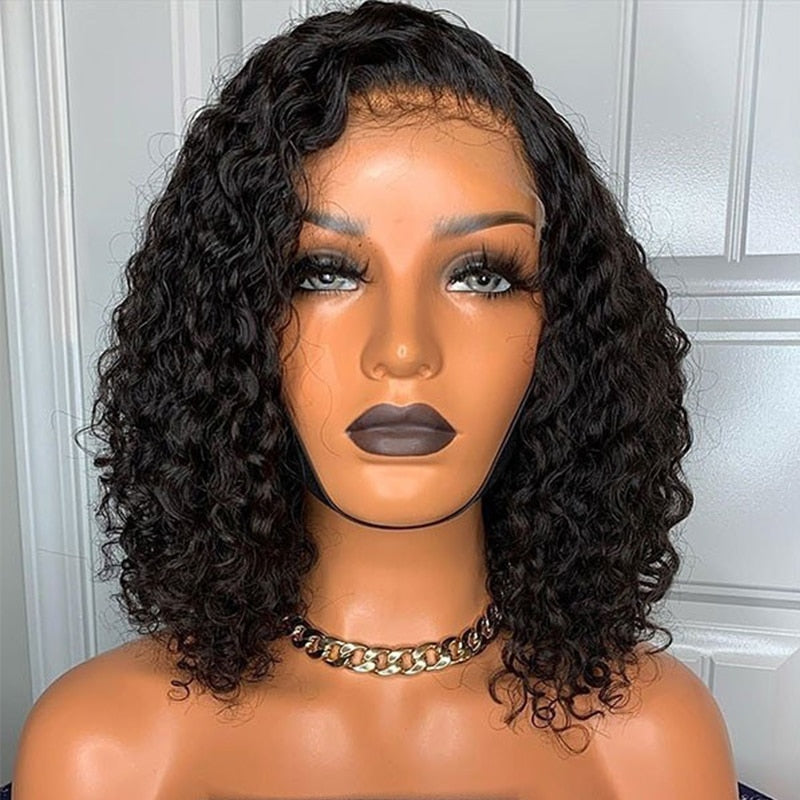 Short Bob  13x4 Deep Wave  Transparent Lace Frontal Closure Human Hair Wig
