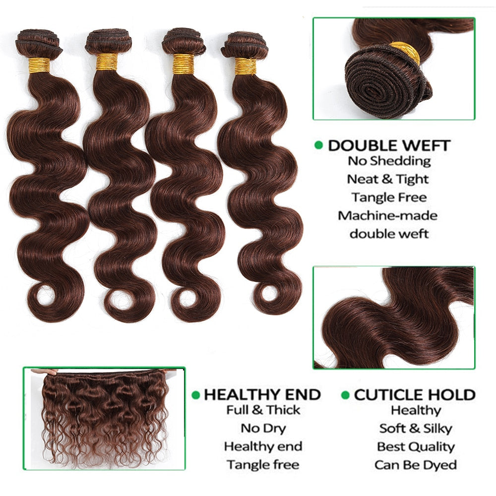 Body Wave Brazilian Human Hair Weave| Ombre Brown Straight Hair  Extension