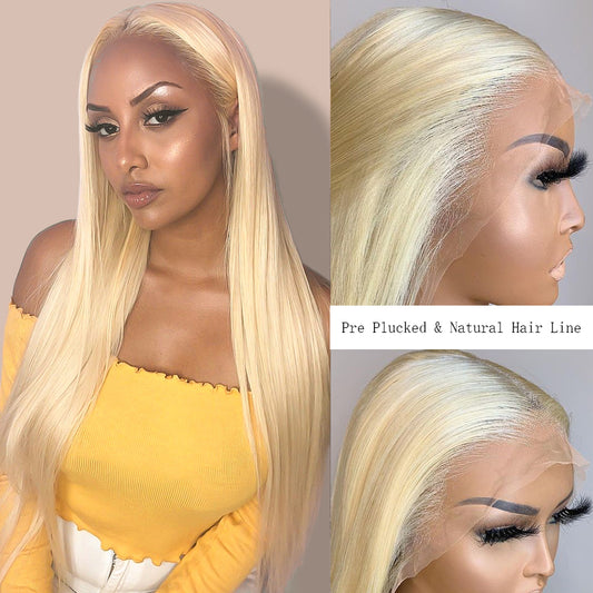 613 Blonde Bone Straight Human Hair Lace Front Wig For Women