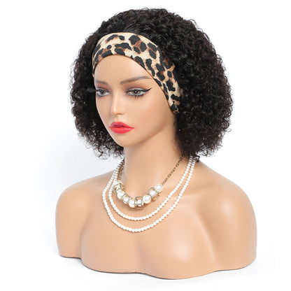 Short Curly Kinky Human Hair Headband Wigs