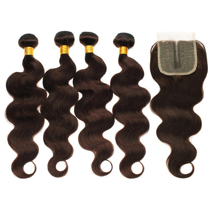Body Wave Brazilian Human Hair Weave| Ombre Brown Straight Hair  Extension