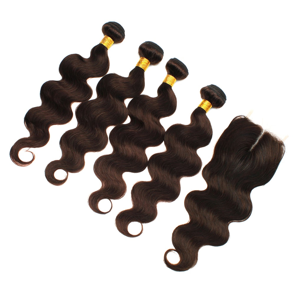 Body Wave Brazilian Human Hair Weave| Ombre Brown Straight Hair  Extension