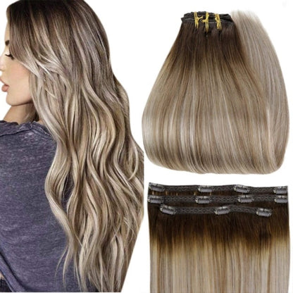 Ombre Color Human Hair Extensions 50 Grams Clip In Hair