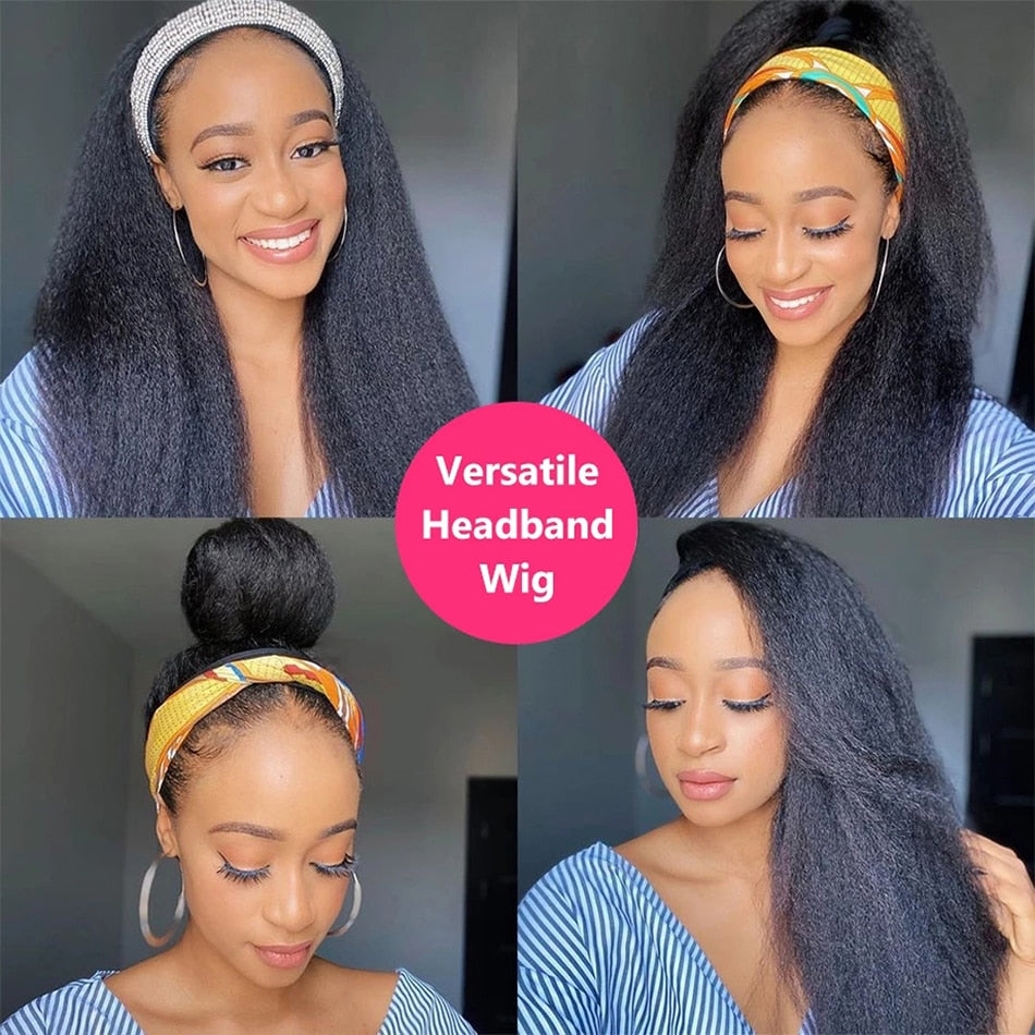 Yaki Kinky Straight Headband Human Hair Wig