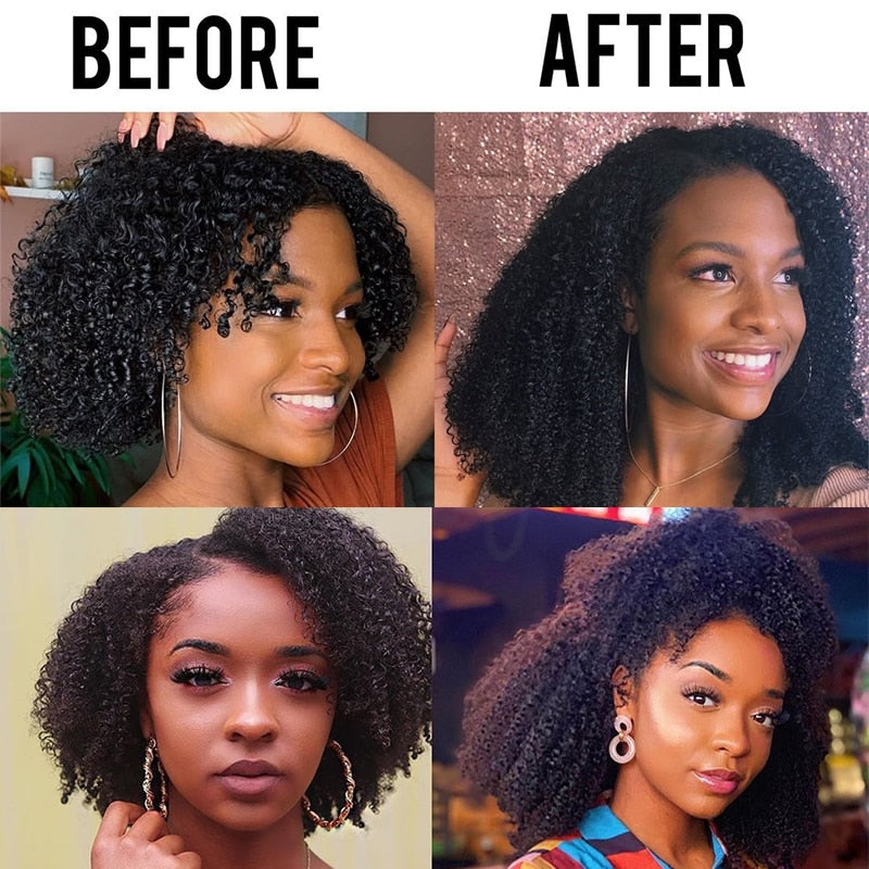 3B 3C Afro Kinky Curly Clip In Hair Extensions Human Hair Full Head Sets