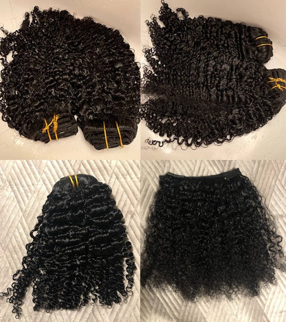 3B 3C Afro Kinky Curly Clip In Hair Extensions Human Hair Full Head Sets