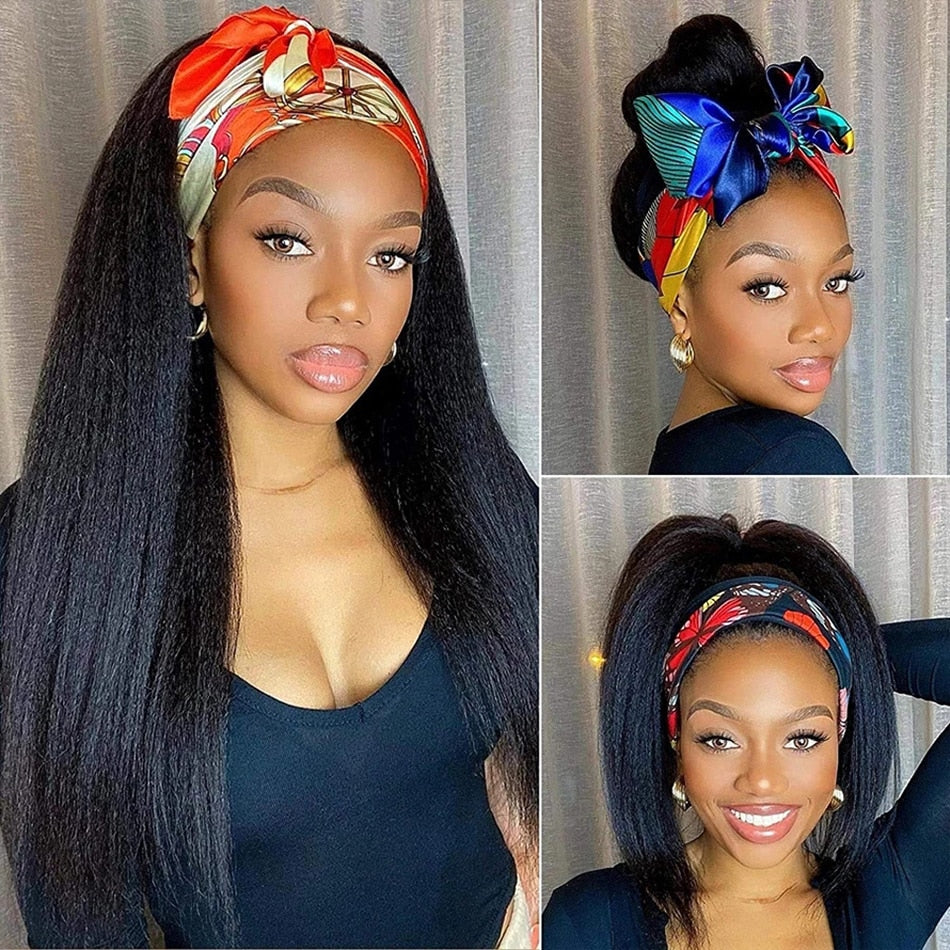 Yaki Kinky Straight Headband Human Hair Wig