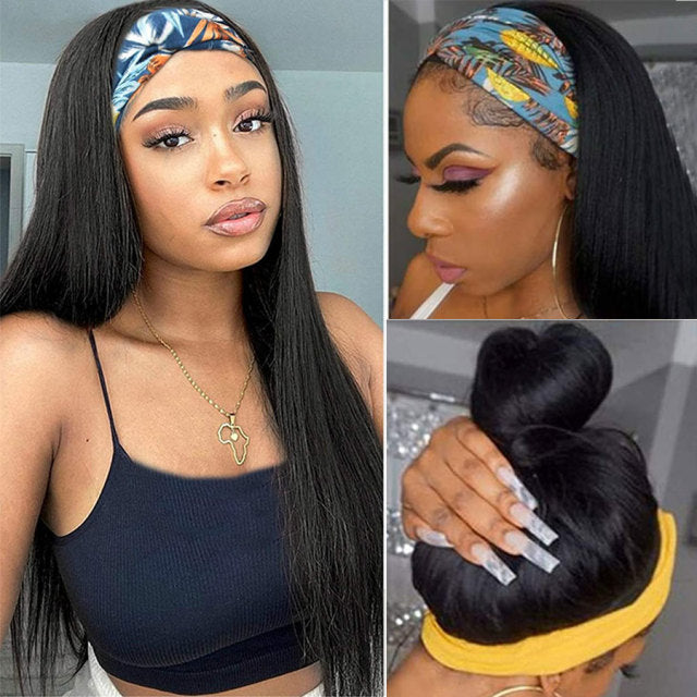 Yaki Kinky Straight Headband Human Hair Wig
