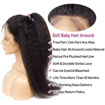 Brazilian Yaki Kinky Straight Human Hair Wig