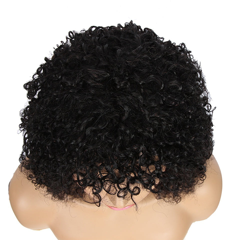 Kinky Jerry Curly Human Hair Wigs With Bangs