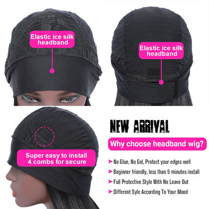 Short Bob Curly Human Hair Headband Wigs For Women- DragQueen