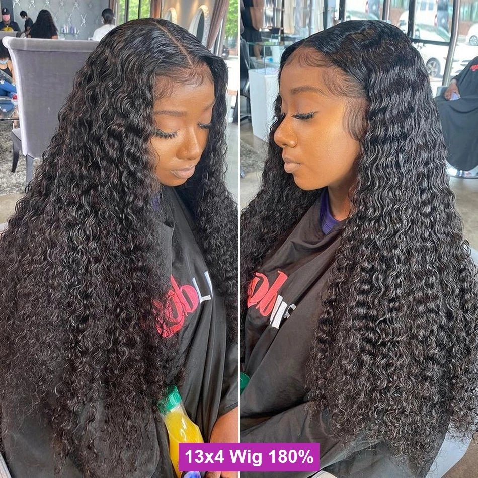 40inch Long Deep Wave HD Transparent Lace Frontal Human Hair Wig
