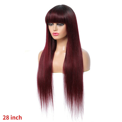 Straight Human Hair Wigs With Bangs