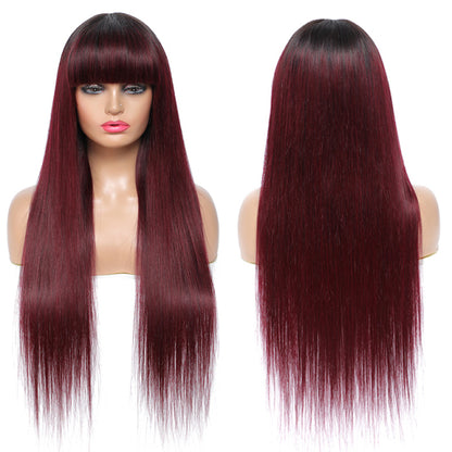 Straight Human Hair Wigs With Bangs