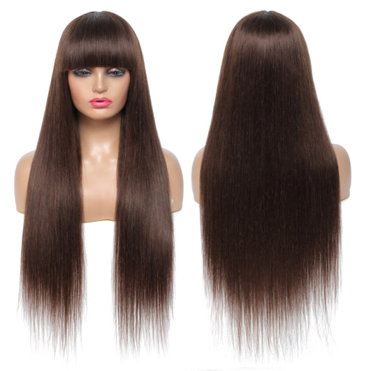 Straight Human Hair Wigs With Bangs