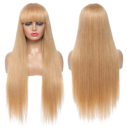 Straight Human Hair Wigs With Bangs