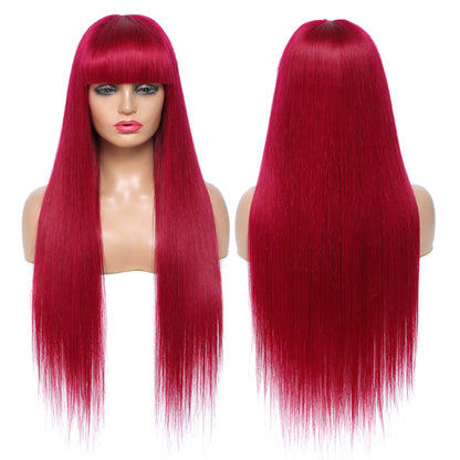 Straight Human Hair Wigs With Bangs