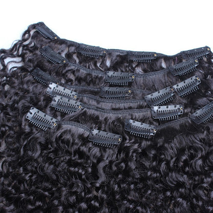 3B 3C Afro Kinky Curly Clip In Hair Extensions Human Hair Full Head Sets