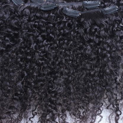 3B 3C Afro Kinky Curly Clip In Hair Extensions Human Hair Full Head Sets