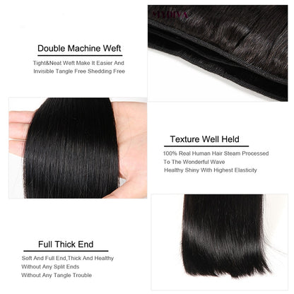 36 38 40 inch Long Straight Remy Human Hair Bundles With Closure